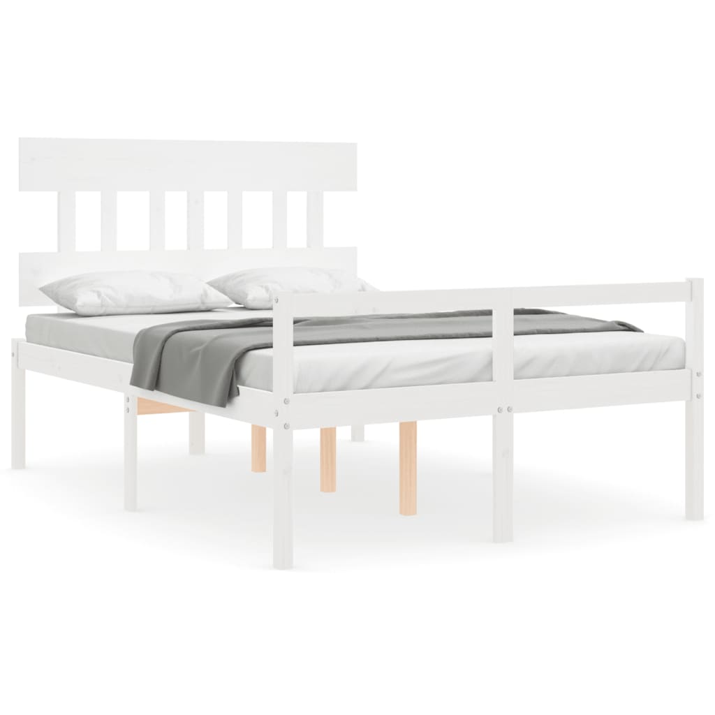 Letto per Anziani con Testiera Bianco 140x190 cm Legno Massello | homemem39