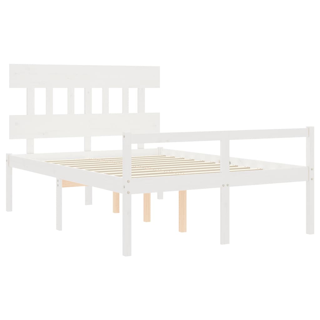 Letto per Anziani con Testiera Bianco 140x190 cm Legno Massello | homemem39