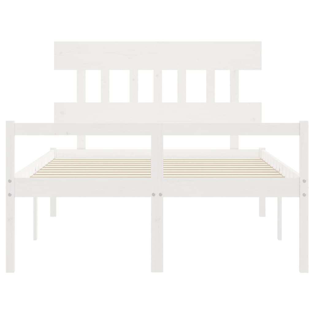 Letto per Anziani con Testiera Bianco 140x190 cm Legno Massello