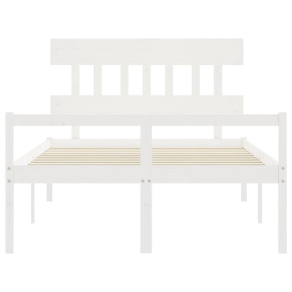 Letto per Anziani con Testiera Bianco 140x190 cm Legno Massello