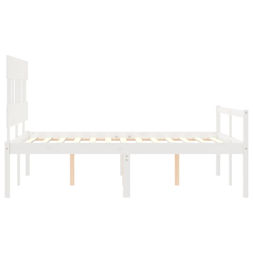 Letto per Anziani con Testiera Bianco 140x190 cm Legno Massello