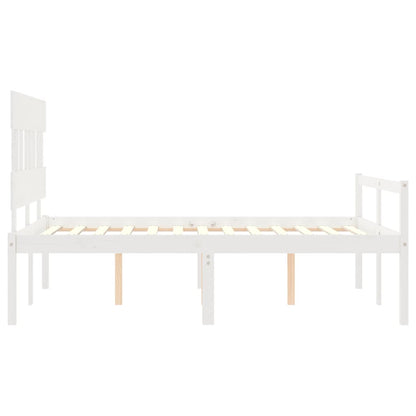 Letto per Anziani con Testiera Bianco 140x190 cm Legno Massello