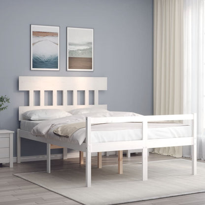 Letto per Anziani con Testiera Bianco 140x190 cm Legno Massello | homemem39