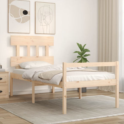 Letto per Anziani con Testiera 90x200 cm in Legno Massello