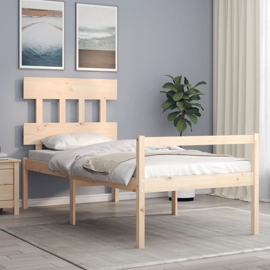 Letto per Anziani con Testiera 90x200 cm in Legno Massello