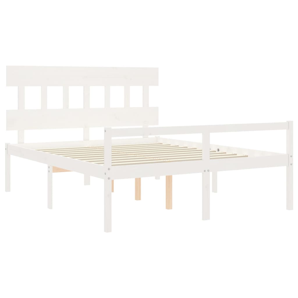 Letto per Anziani con Testiera Bianco 160x200 cm Legno Massello