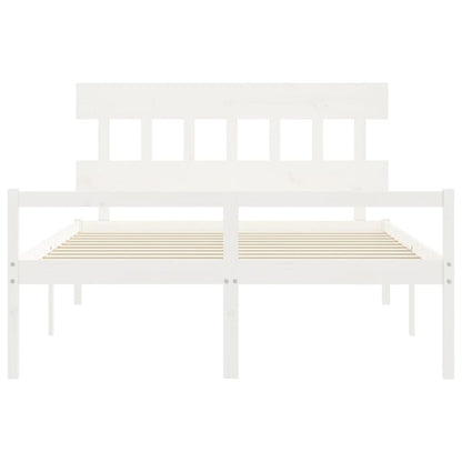 Letto per Anziani con Testiera Bianco 160x200 cm Legno Massello
