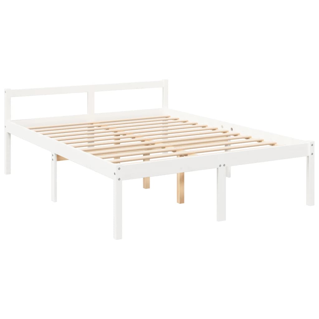 Letto per Anziani con Testiera Bianco 160x200 cm Legno Massello