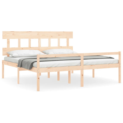 Letto per Anziani con Testiera 200x200 cm in Legno Massello