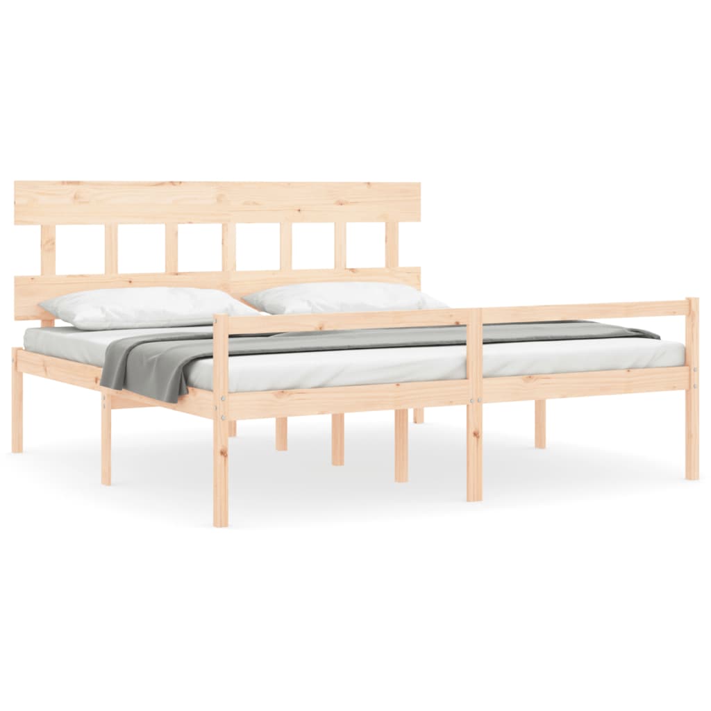 Letto per Anziani con Testiera 200x200 cm in Legno Massello