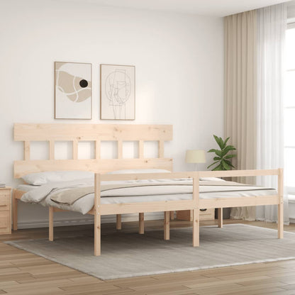 Letto per Anziani con Testiera 200x200 cm in Legno Massello