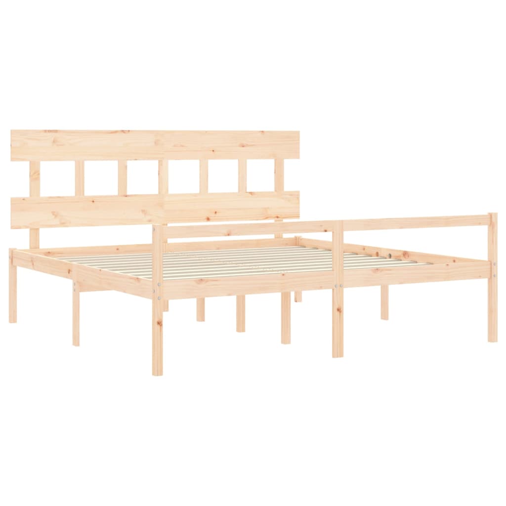 Letto per Anziani con Testiera 200x200 cm in Legno Massello