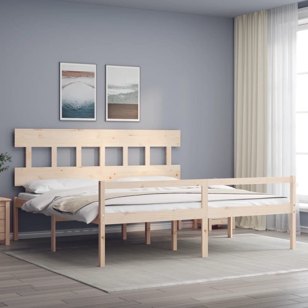 Letto per Anziani con Testiera 200x200 cm in Legno Massello