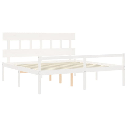 Letto per Anziani con Testiera Bianco 200x200 cm Legno Massello