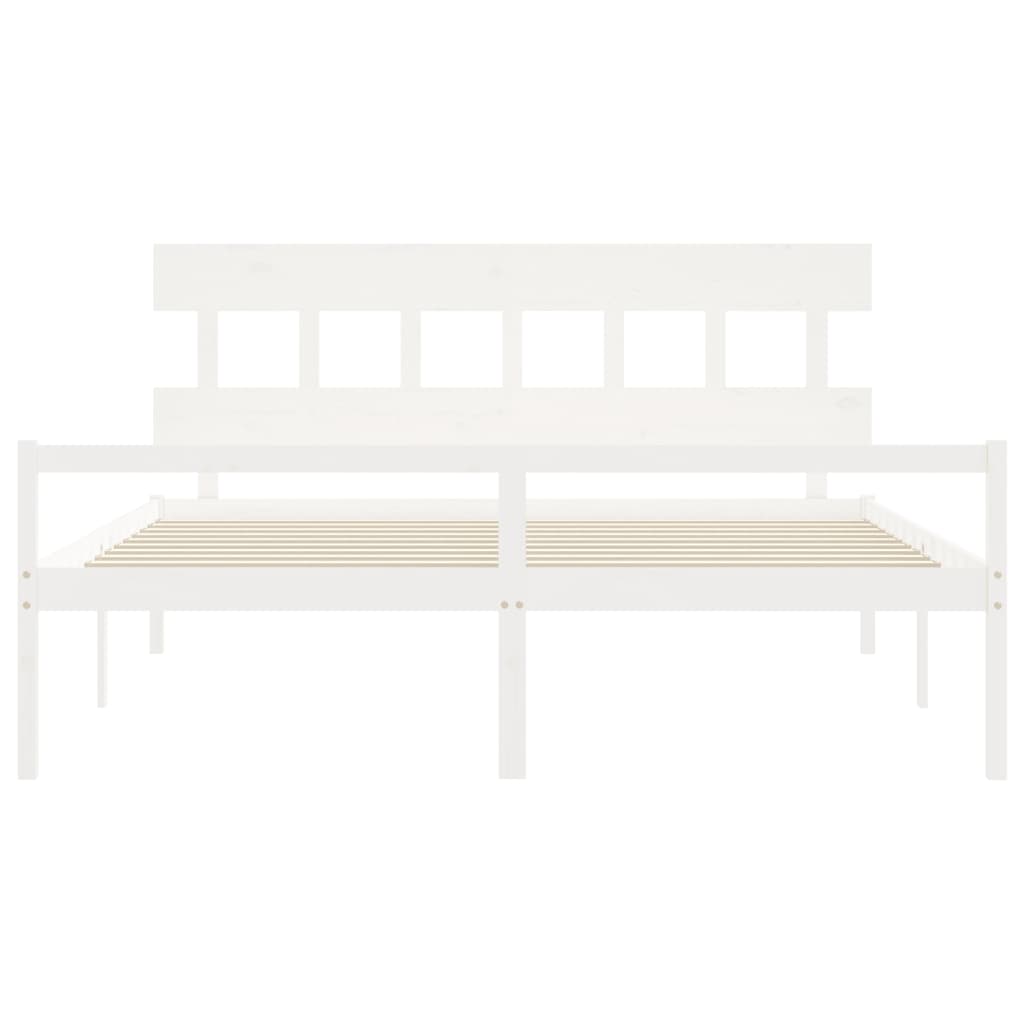Letto per Anziani con Testiera Bianco 200x200 cm Legno Massello