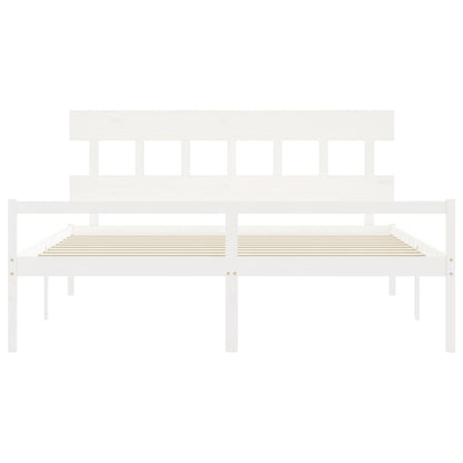 Letto per Anziani con Testiera Bianco 200x200 cm Legno Massello