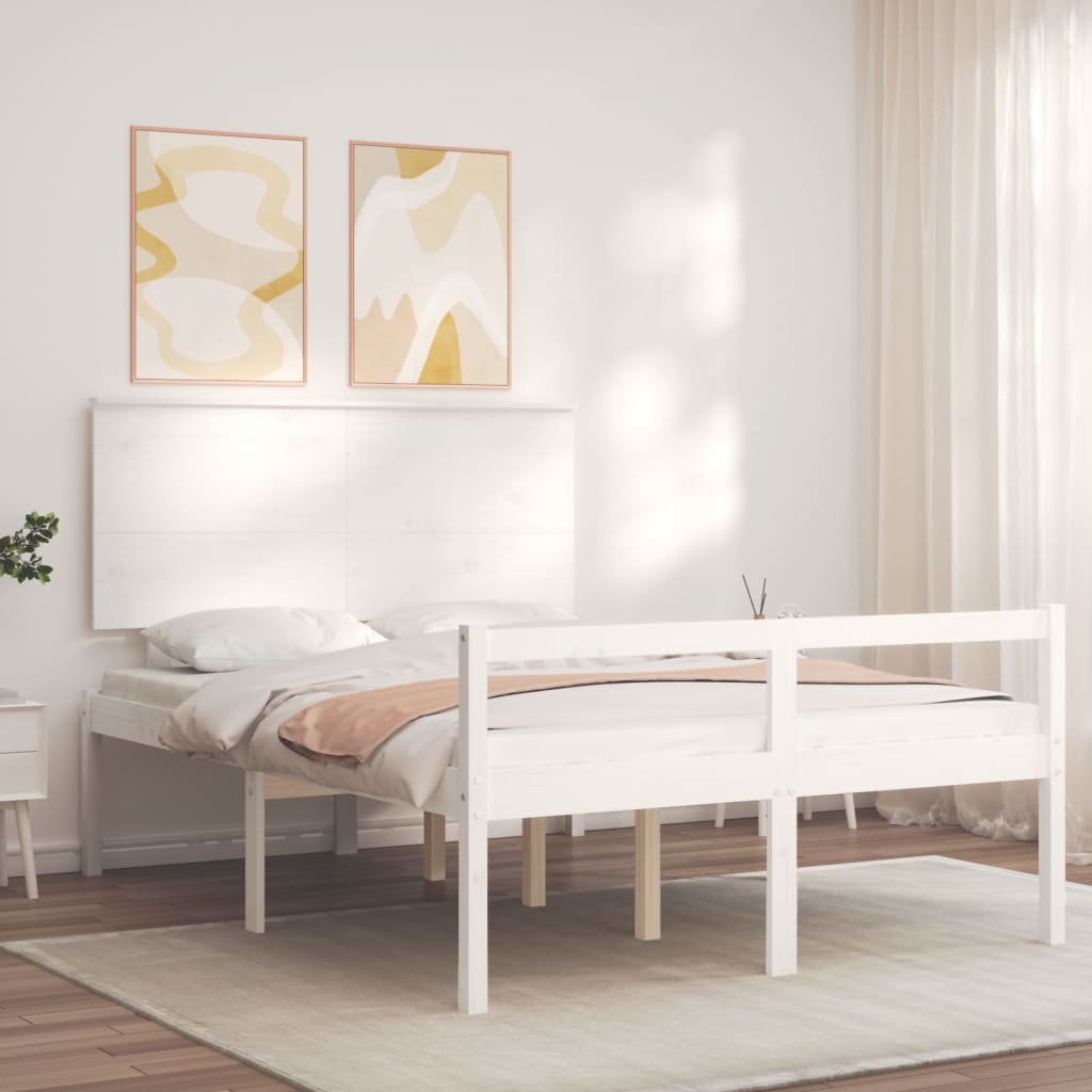 Letto per Anziani Bianco Testiera Small Double Legno Massello | homemem39