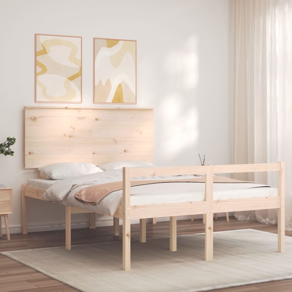 Letto per Anziani con Testiera 140x190 cm in Legno Massello