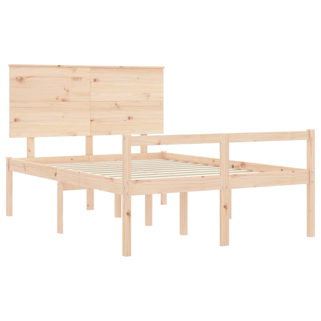 Letto per Anziani con Testiera 140x190 cm in Legno Massello