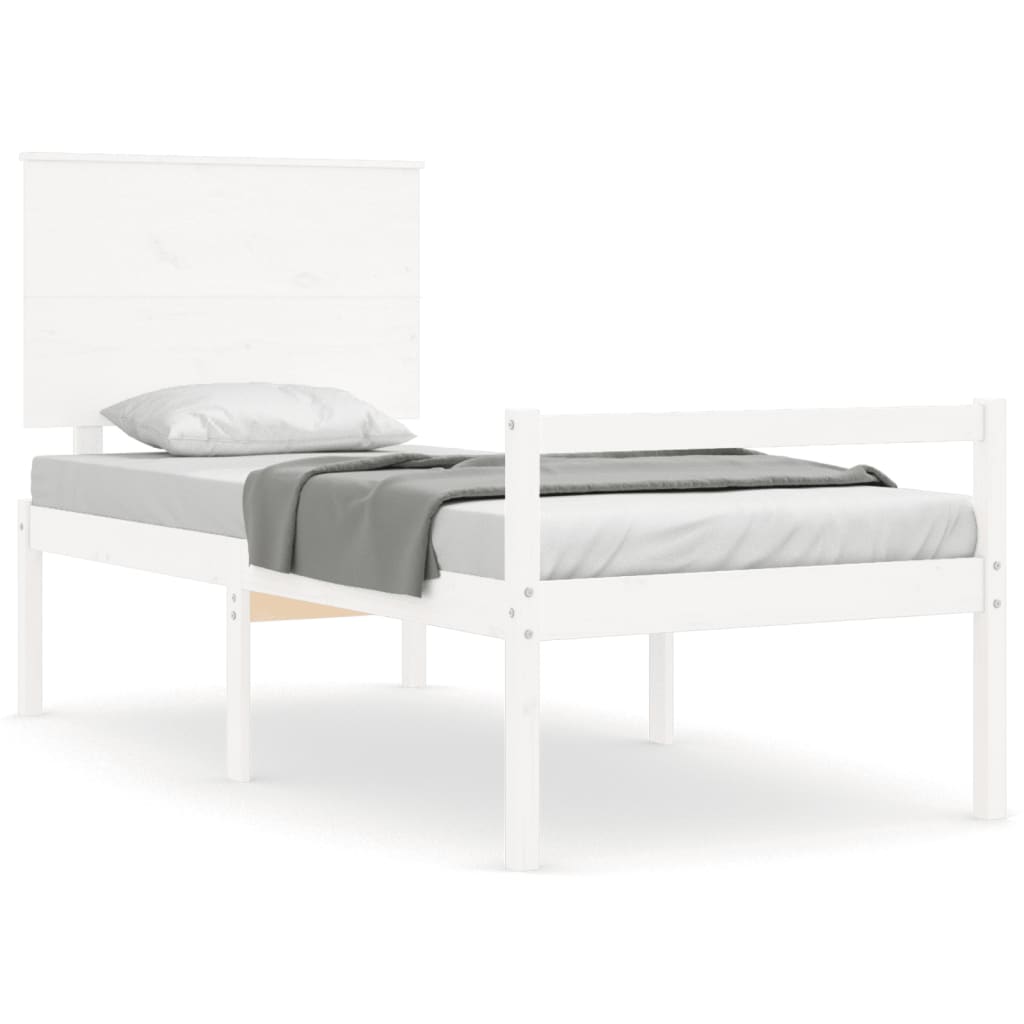 Letto per Anziani con Testiera Bianco 90x200 cm Legno Massello