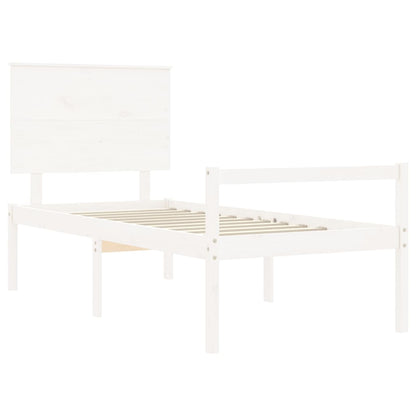 Letto per Anziani con Testiera Bianco 90x200 cm Legno Massello