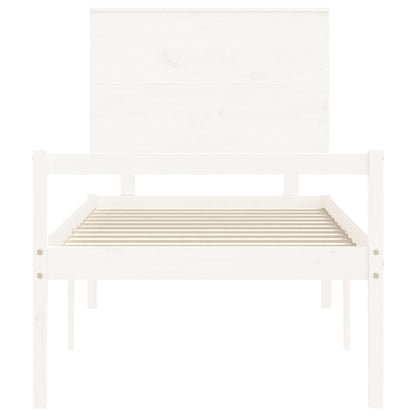 Letto per Anziani con Testiera Bianco 90x200 cm Legno Massello