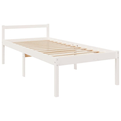 Letto per Anziani con Testiera Bianco 90x200 cm Legno Massello