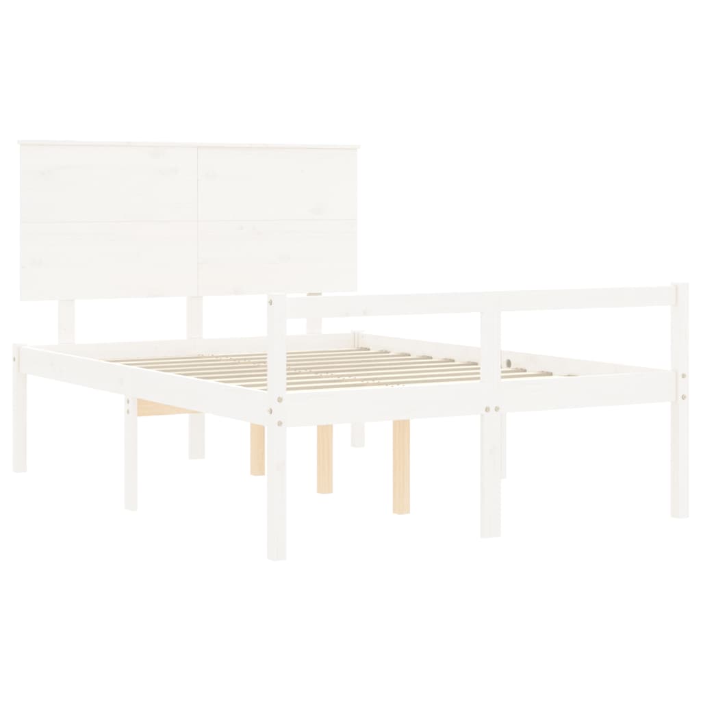 Letto per Anziani con Testiera Bianco 140x200 cm Legno Massello