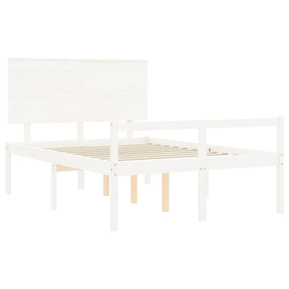 Letto per Anziani con Testiera Bianco 140x200 cm Legno Massello