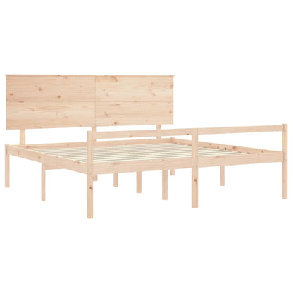 Letto per Anziani con Testiera Bianco Super King Legno Massello
