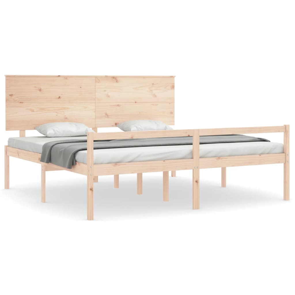 Letto per Anziani con Testiera 200x200 cm in Legno Massello