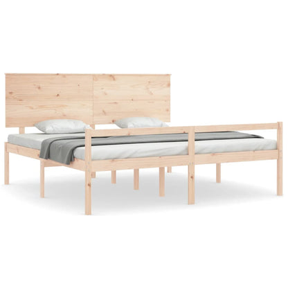 Letto per Anziani con Testiera 200x200 cm in Legno Massello