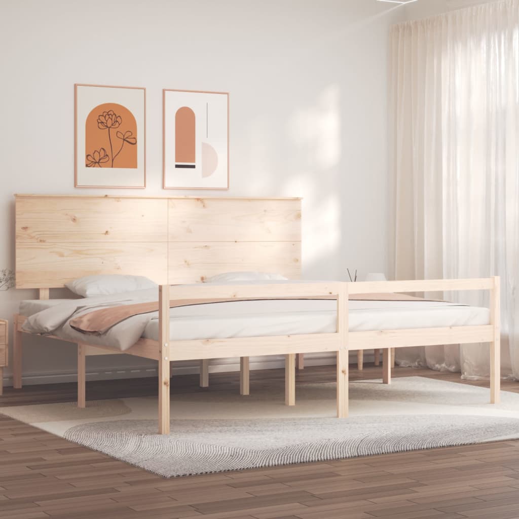 Letto per Anziani con Testiera 200x200 cm in Legno Massello