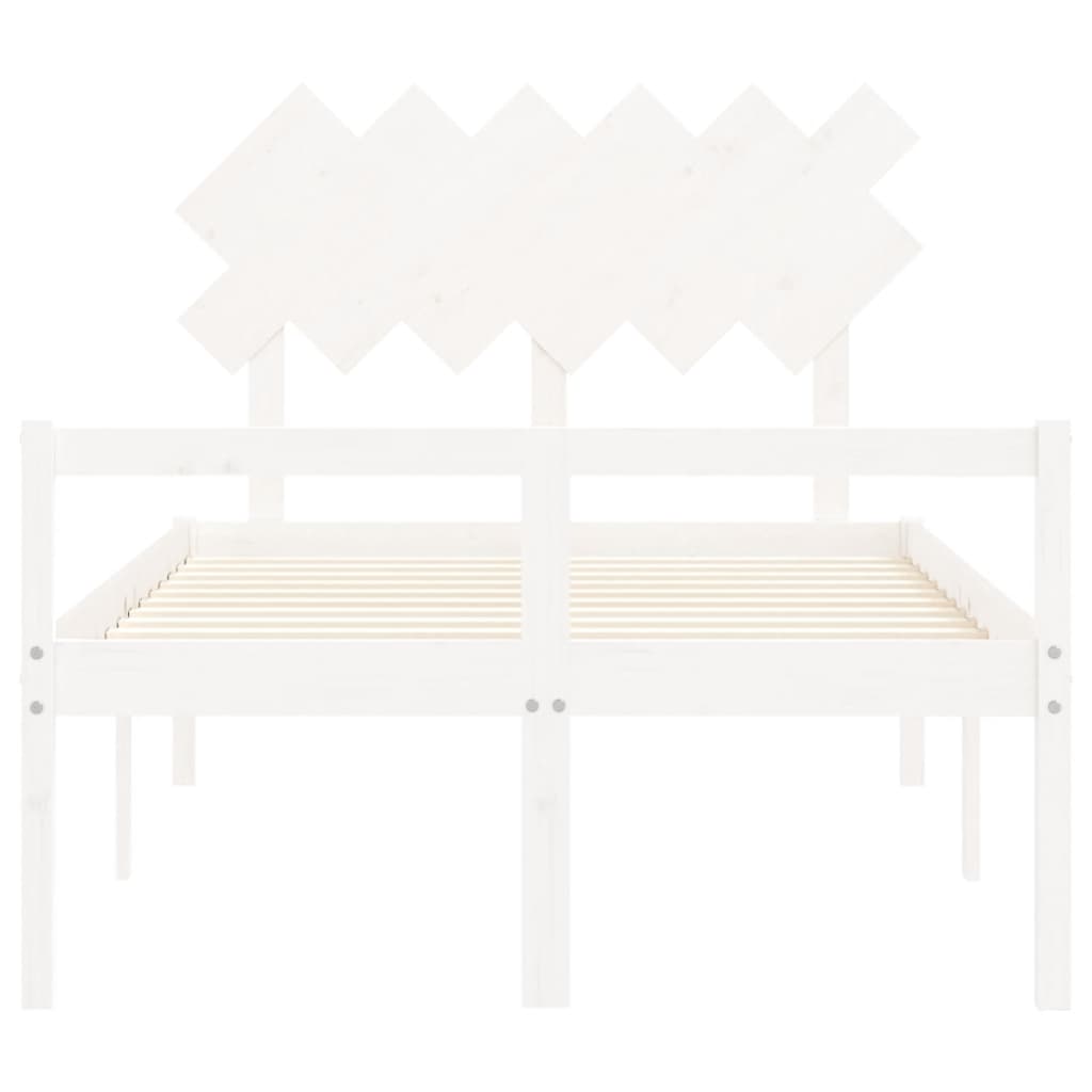 Letto per Anziani con Testiera Bianco Double in Legno Massello