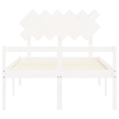 Letto per Anziani con Testiera Bianco Double in Legno Massello