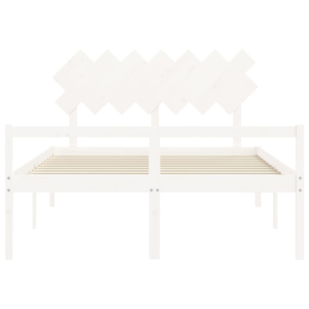 Letto per Anziani con Testiera Bianco 140x190 cm Legno Massello