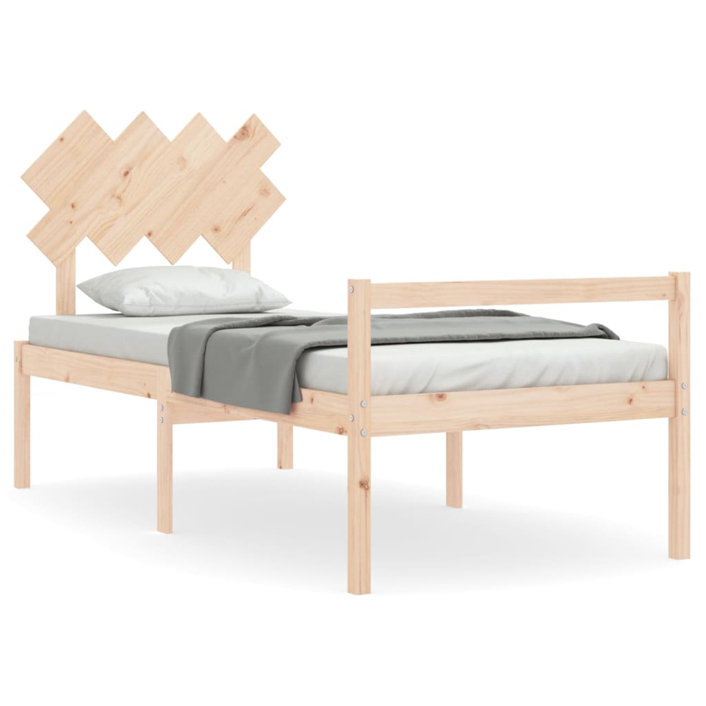 Letto per Anziani con Testiera 90x200 cm in Legno Massello