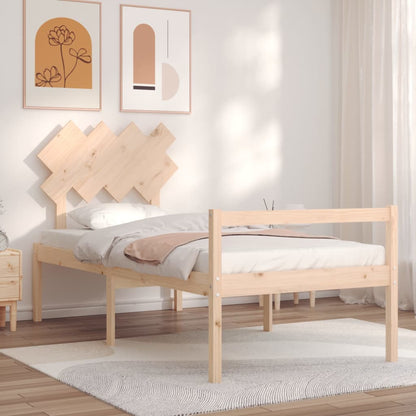 Letto per Anziani con Testiera 90x200 cm in Legno Massello