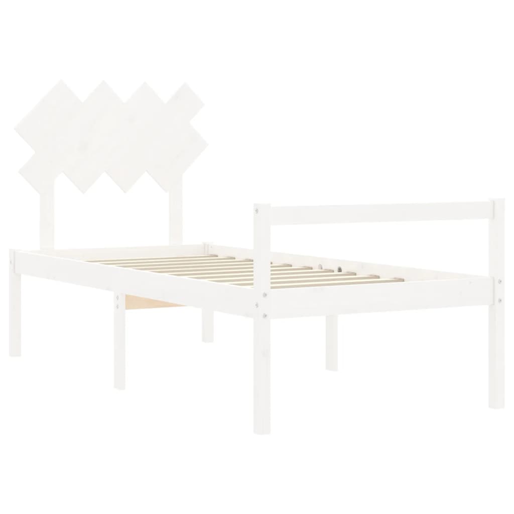Letto per Anziani con Testiera Bianco 90x200 cm Legno Massello