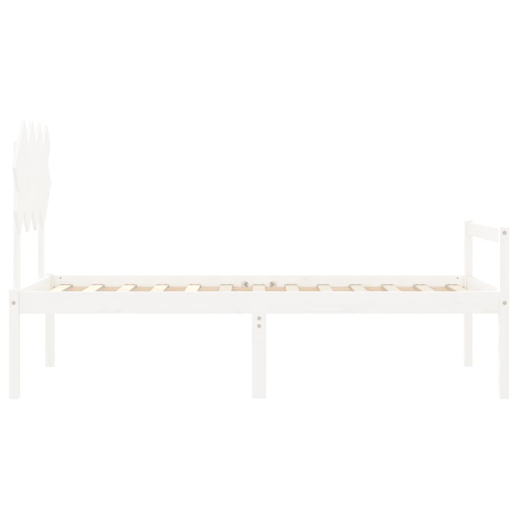 Letto per Anziani con Testiera Bianco 90x200 cm Legno Massello