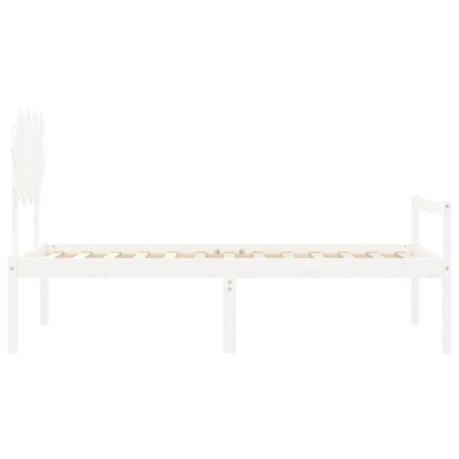 Letto per Anziani con Testiera Bianco 90x200 cm Legno Massello
