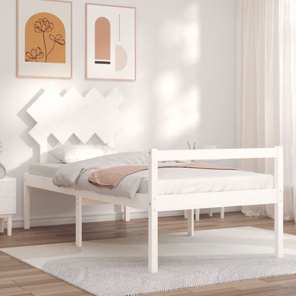 Letto per Anziani con Testiera Bianco 90x200 cm Legno Massello