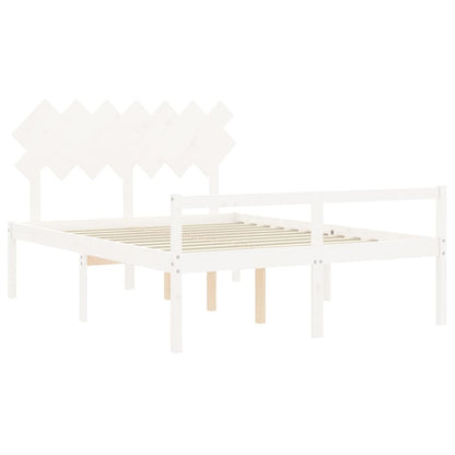 Letto per Anziani con Testiera Bianco 140x200 cm Legno Massello