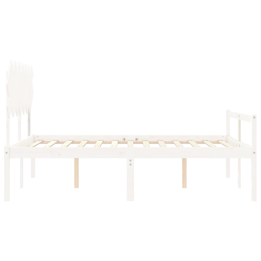 Letto per Anziani con Testiera Bianco King Legno Massello - homemem39