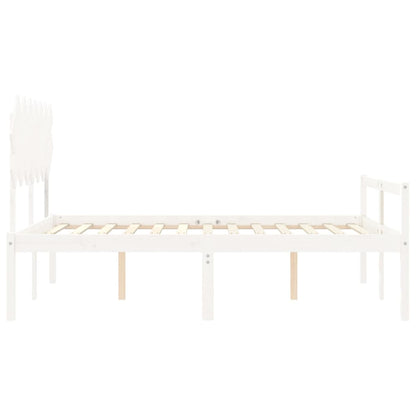 Letto per Anziani con Testiera Bianco King Legno Massello - homemem39