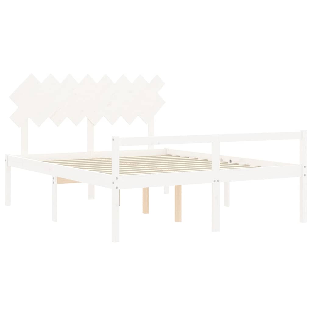 Letto per Anziani con Testiera Bianco 160x200 cm Legno Massello