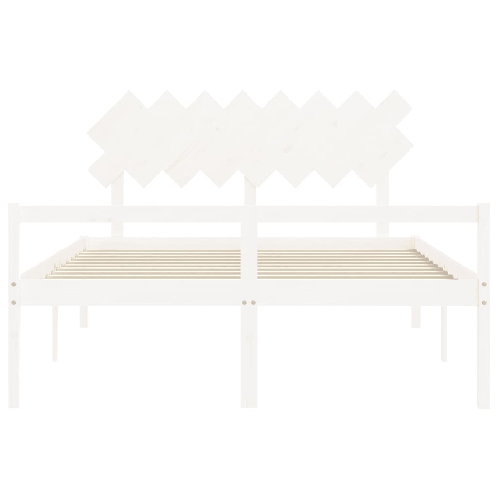 Letto per Anziani con Testiera Bianco 160x200 cm Legno Massello