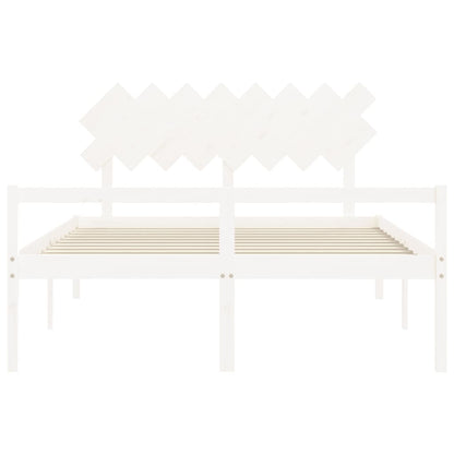 Letto per Anziani con Testiera Bianco 160x200 cm Legno Massello