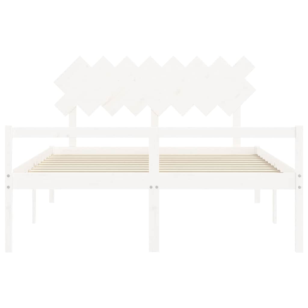 Letto per Anziani con Testiera Bianco 160x200 cm Legno Massello