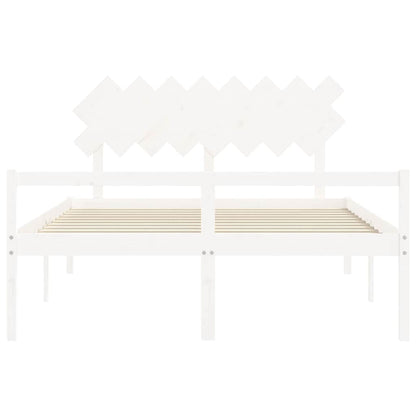 Letto per Anziani con Testiera Bianco 160x200 cm Legno Massello